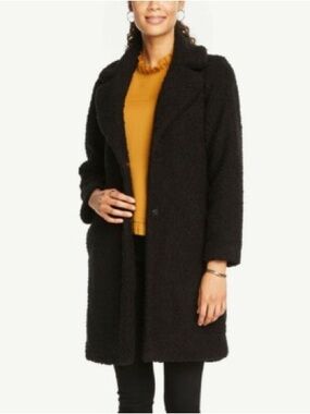 🖤🌨️Ann Taylor Black Teddy Faux Shearling Coat